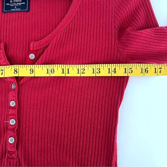 Abercrombie Fitch Y2K Ribbed Henley Top Size S Cropped Elena Gilbert Bella Swan - Picture 3 of 6